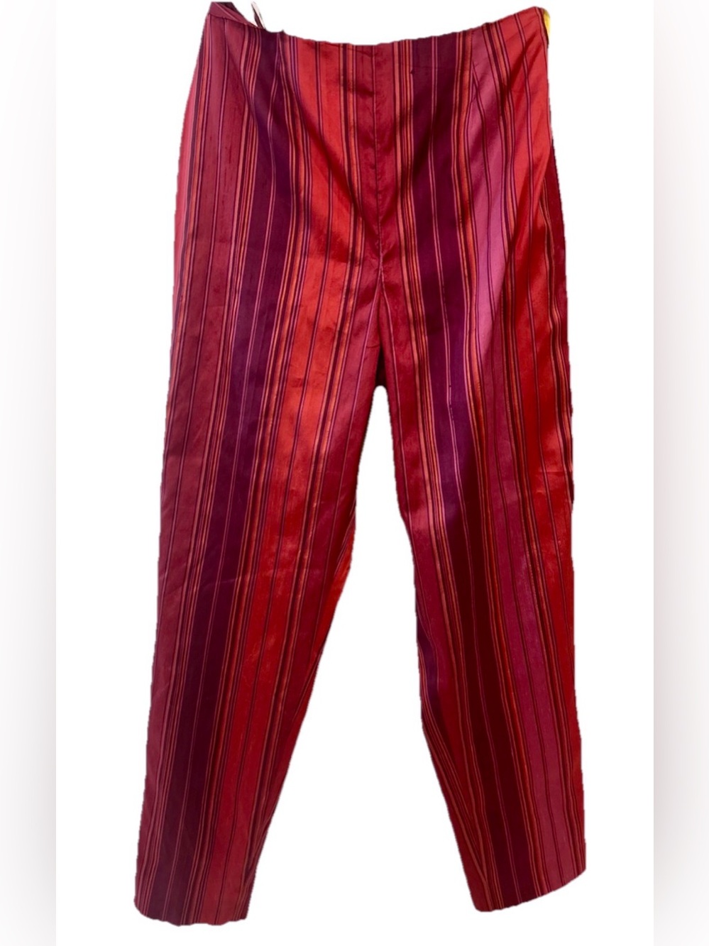 Jones New York Silk Striped Pants NWT Sz8 Raspberry Red Tailored Statement Pants - Picture 2 of 8